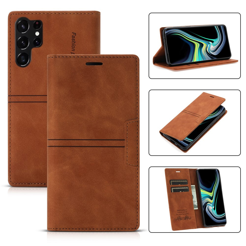 For Samsung Galaxy S25 Ultra Wallet Case Magnetic Closing Leather Phone Cover