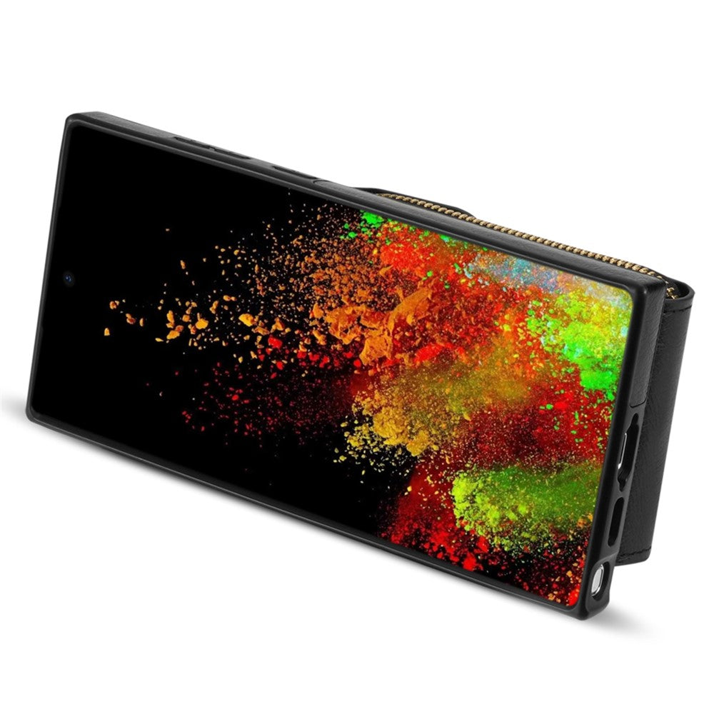 Samsung Galaxy S25 Ultra Skal Dragkedja Plånbok Läder+TPU mobilskal med Rem