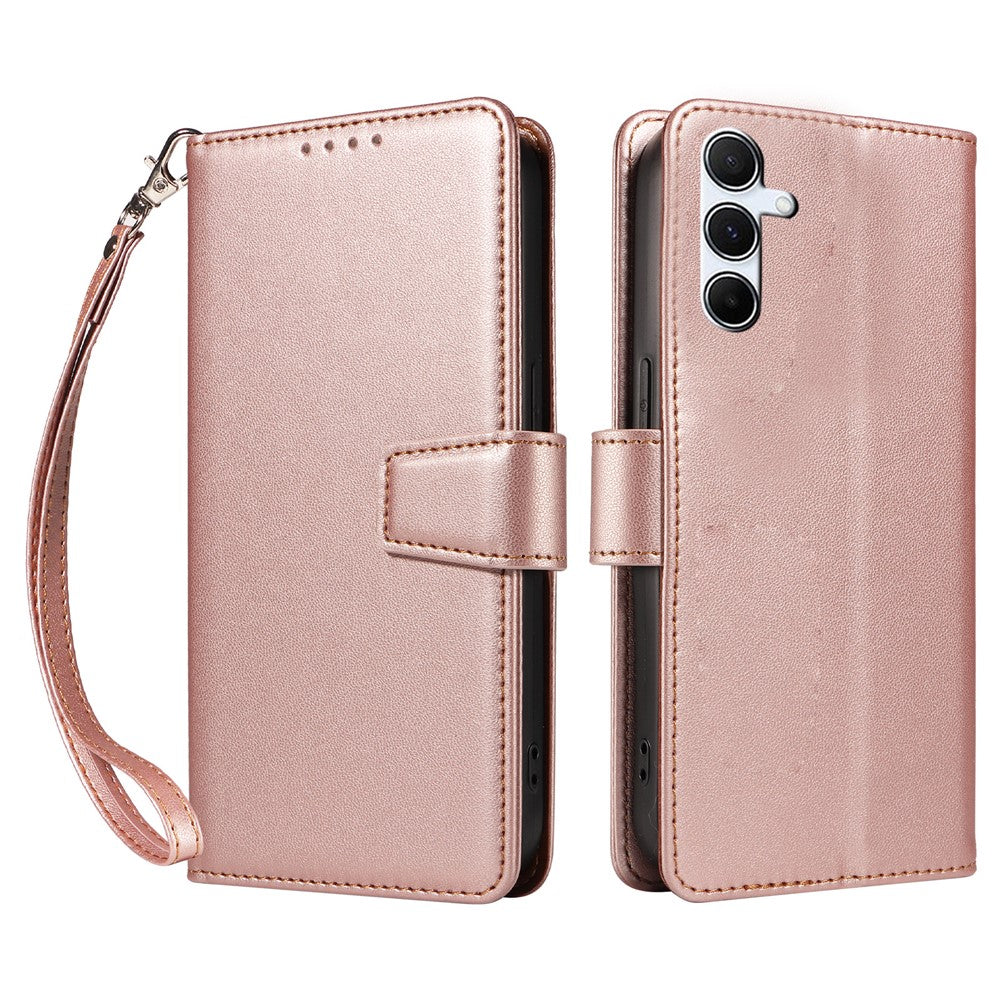 For Samsung Galaxy A16 4G / 5G Case RFID Blocking PU Leather Wallet Flip Phone Cover with Wrist Strap