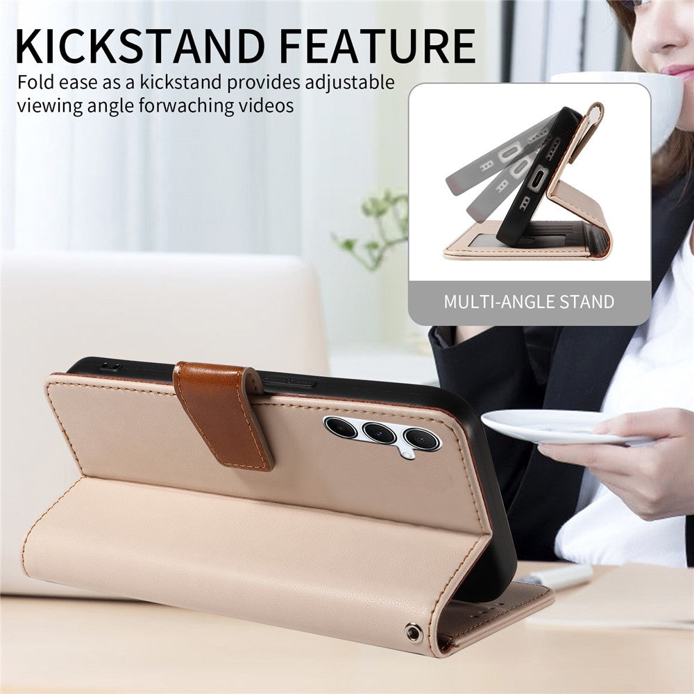 For Samsung Galaxy S24+ Case RFID Blocking PU Leather Wallet Flip Phone Cover with Wrist Strap