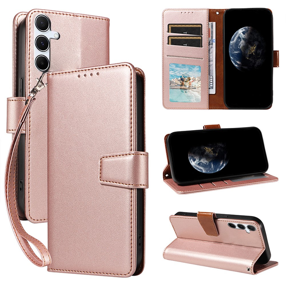 For Samsung Galaxy A54 5G Case RFID Blocking PU Leather Wallet Flip Phone Cover with Wrist Strap
