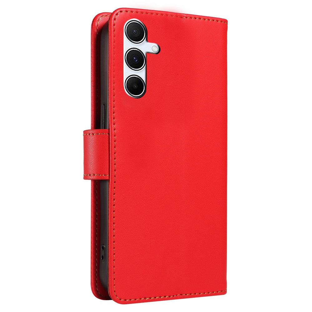 For Samsung Galaxy A25 5G (Global) (161.0 x 76.5 x 8.3mm) Case RFID Blocking PU Leather Wallet Flip Phone Cover with Wrist Strap