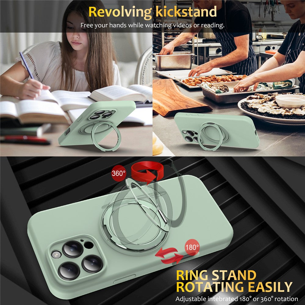 For iPhone 13 Pro Case Compatible with MagSafe Rotating Metal Kickstand PC + Silicone Phone Cover