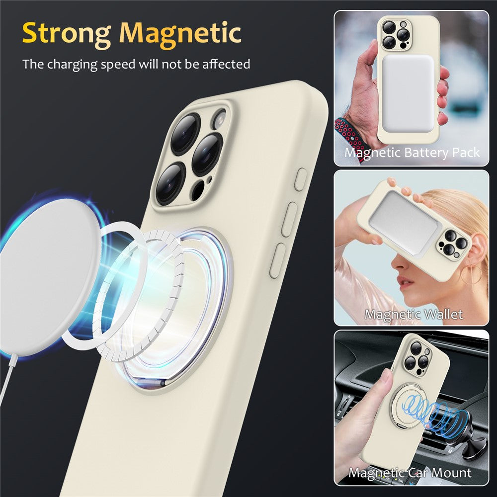 For iPhone 14 Pro Max Case Compatible with MagSafe Rotating Metal Kickstand PC + Silicone Phone Cover