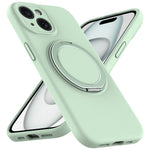 For iPhone 15 Case Compatible with MagSafe Rotating Metal Kickstand PC + Silicone Phone Cover
