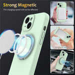 For iPhone 15 Case Compatible with MagSafe Rotating Metal Kickstand PC + Silicone Phone Cover