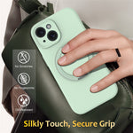 For iPhone 15 Case Compatible with MagSafe Rotating Metal Kickstand PC + Silicone Phone Cover