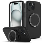 For iPhone 15 Case Compatible with MagSafe Rotating Metal Kickstand PC + Silicone Phone Cover