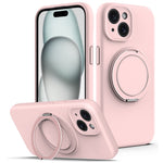 For iPhone 15 Case Compatible with MagSafe Rotating Metal Kickstand PC + Silicone Phone Cover
