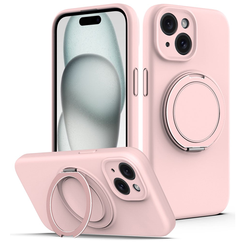 For iPhone 15 Case Compatible with MagSafe Rotating Metal Kickstand PC + Silicone Phone Cover