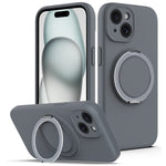 For iPhone 15 Case Compatible with MagSafe Rotating Metal Kickstand PC + Silicone Phone Cover