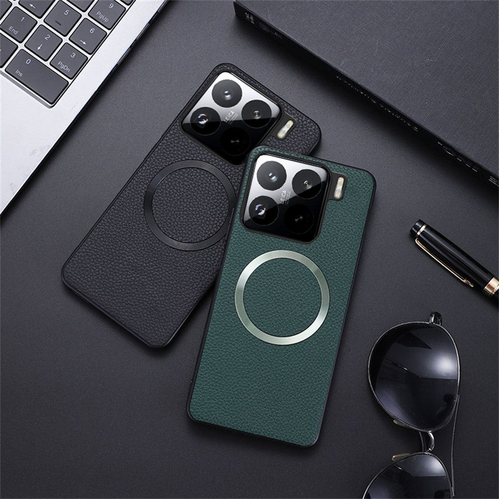 For Xiaomi 15 Magnetic Case Litchi Texture PU Leather+TPU Phone Cover
