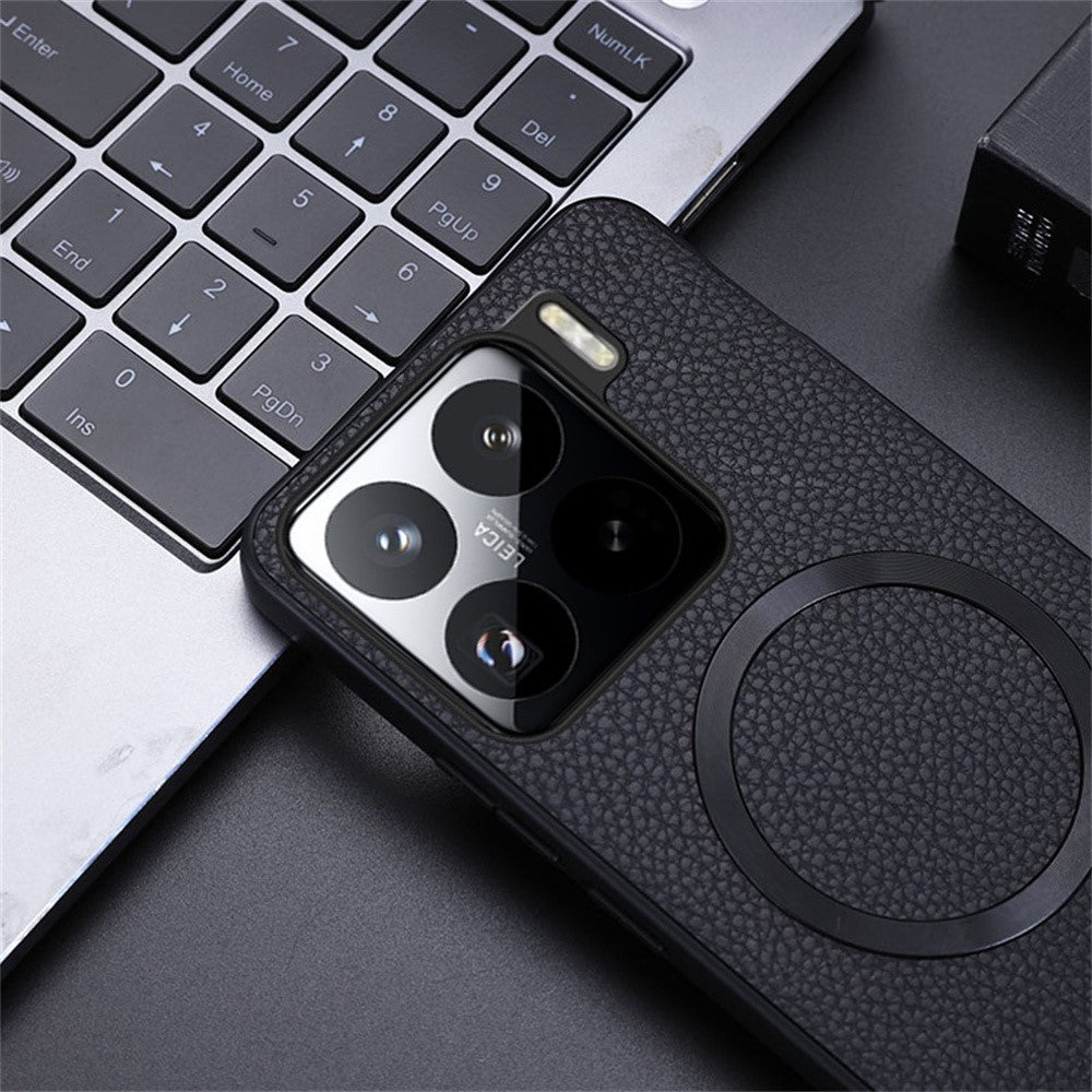 For Xiaomi 15 Magnetic Case Litchi Texture PU Leather+TPU Phone Cover