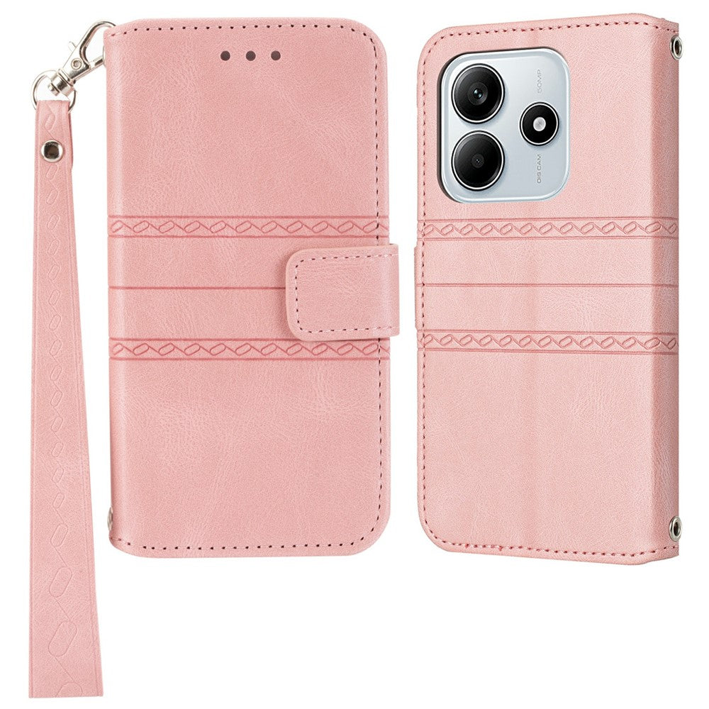 For Xiaomi Redmi Note 14 5G Case Wallet Skin-touch Leather Imprinted Phone Cover