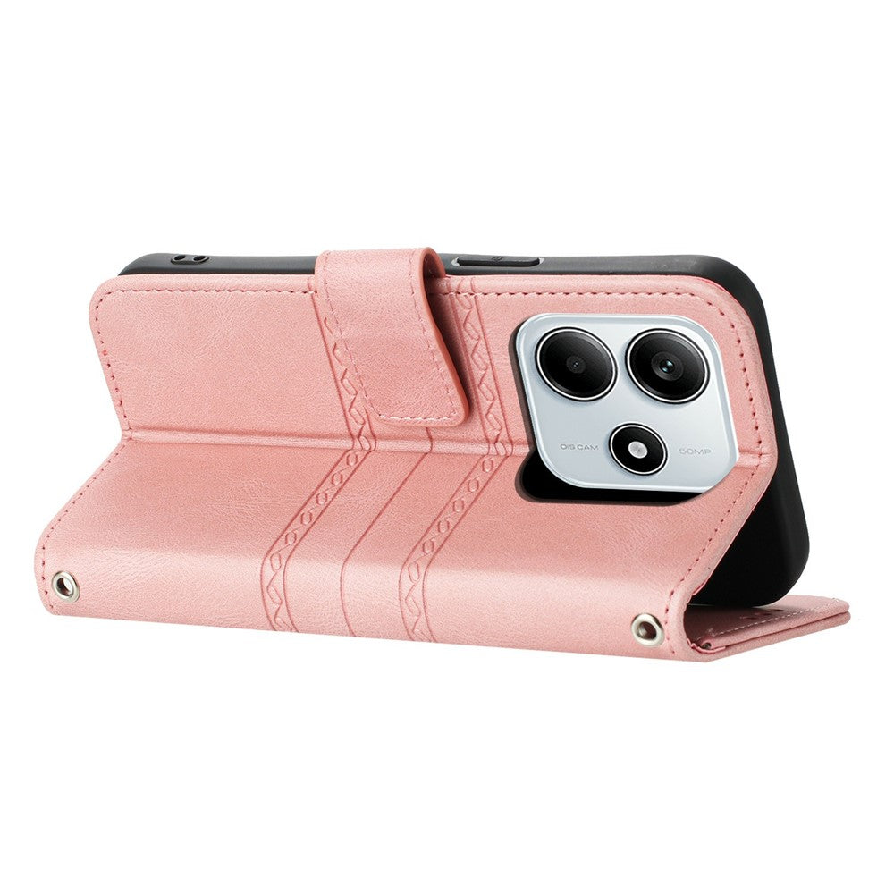 For Xiaomi Redmi Note 14 5G Case Wallet Skin-touch Leather Imprinted Phone Cover