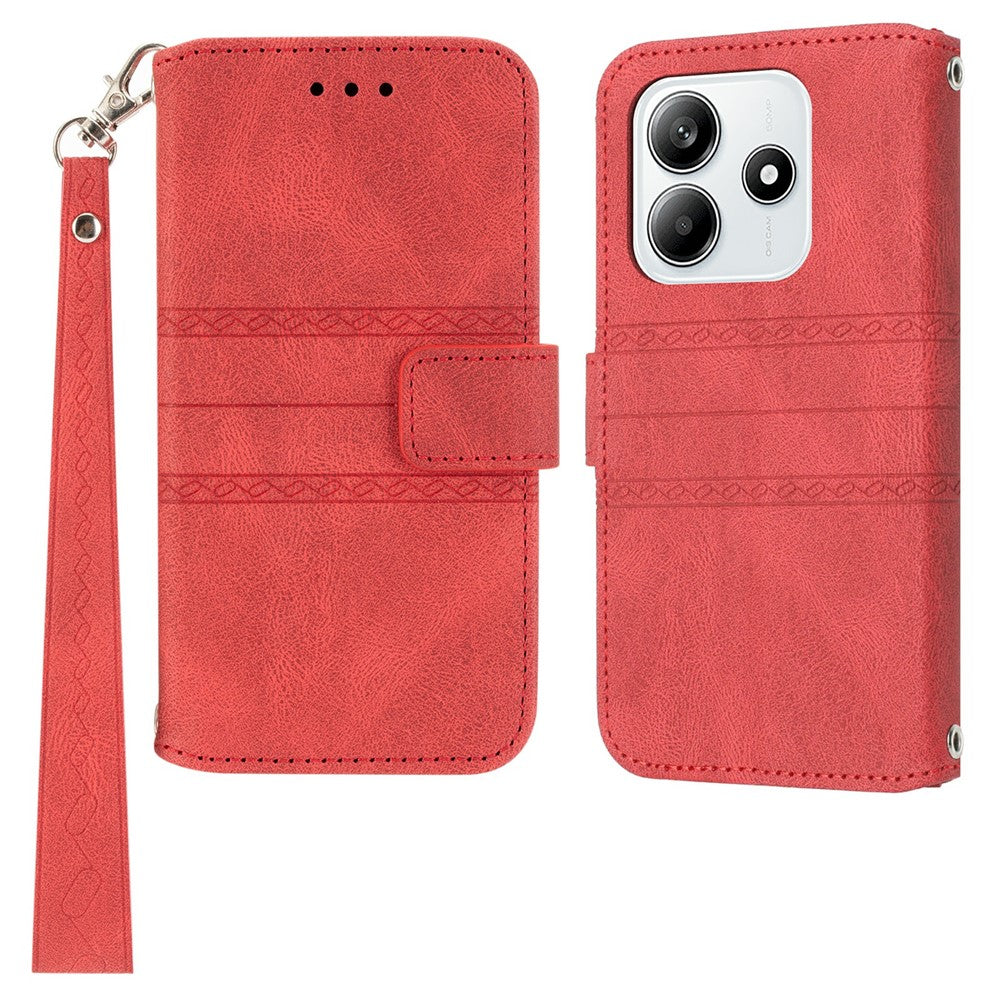 For Xiaomi Redmi Note 14 5G Case Wallet Skin-touch Leather Imprinted Phone Cover