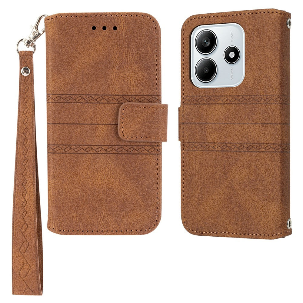 For Xiaomi Redmi Note 14 5G Case Wallet Skin-Touch Leather Imprinted Phone Cover