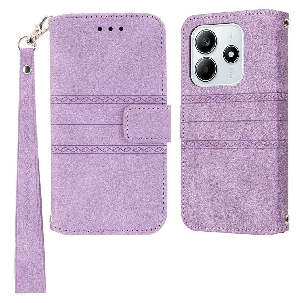 For Xiaomi Redmi Note 14 5G Case Wallet Skin-touch Leather Imprinted Phone Cover