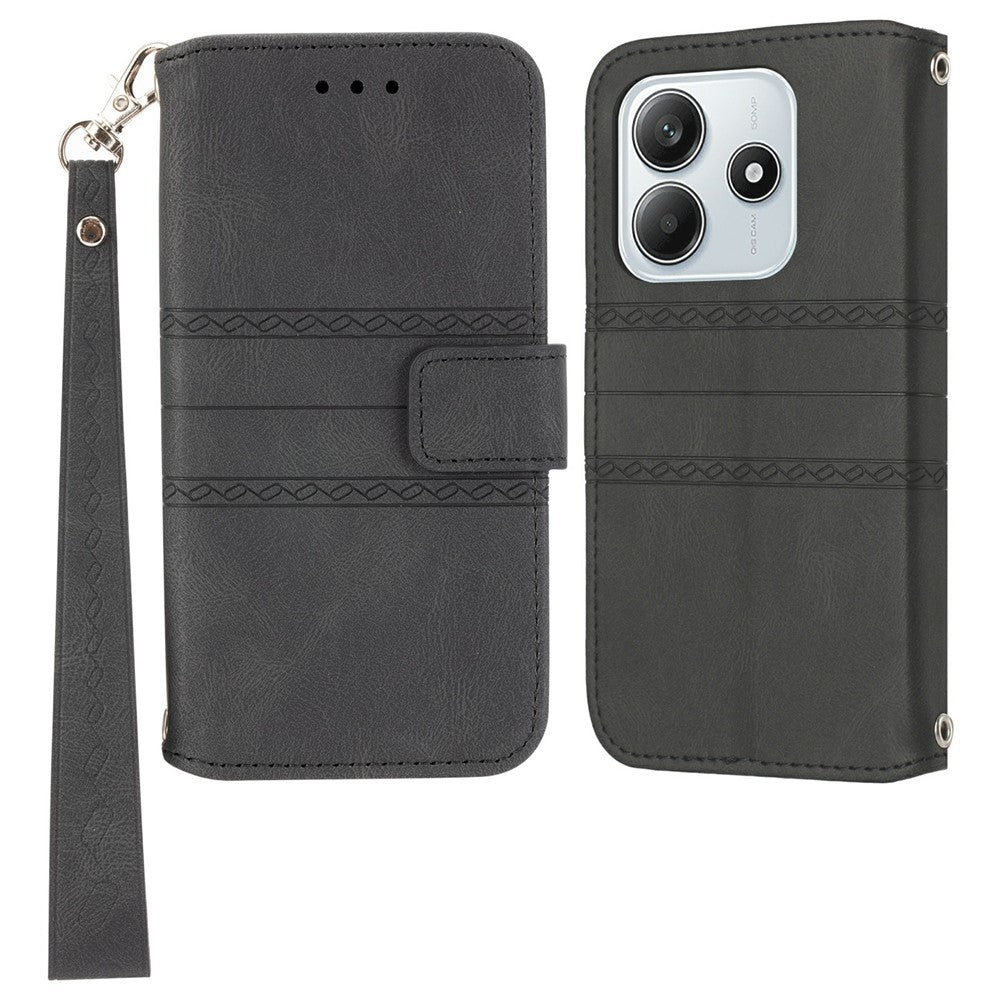 For Xiaomi Redmi Note 14 5G Case Wallet Skin-touch Leather Imprinted Phone Cover