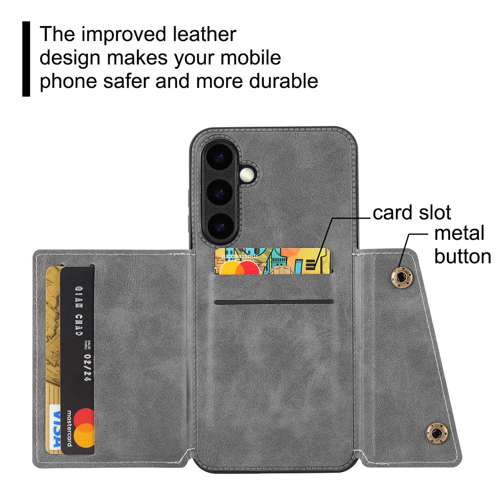 Til Samsung Galaxy S25+ Cover Kortlommer Stander Læder + TPU Telefoncover