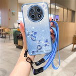 KADEM For Honor X60 Pro 5G / X9c 5G / Magic7 Lite 5G Case Flower Pattern TPU Gradient Phone Cover with Lanyards