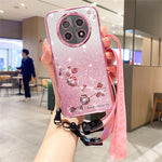 KADEM For Honor X60 Pro 5G / X9c 5G / Magic7 Lite 5G Case Flower Pattern TPU Gradient Phone Cover with Lanyards