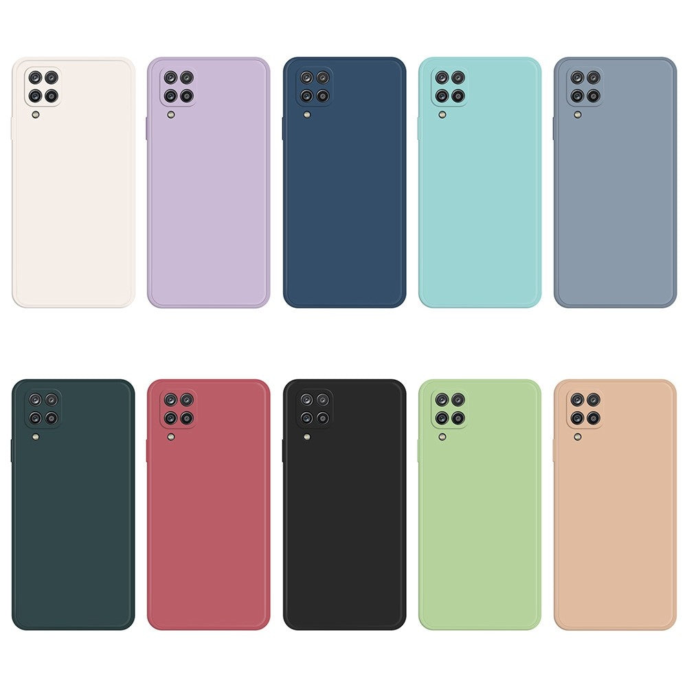 Mobilmobilskal för Samsung Galaxy A12, rakt gummierat TPU-mobilskal med mikrofiberfoder