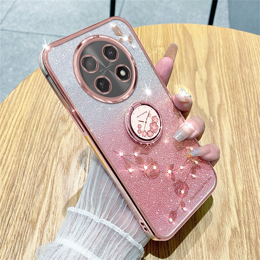 KADEM For Honor X60 Pro 5G / X9c 5G / Magic7 Lite 5G Case Ring Kickstand TPU Flowers Phone Cover Gradient Glitter