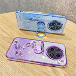 KADEM For Honor X60 Pro 5G / X9c 5G / Magic7 Lite 5G Case Ring Kickstand TPU Flowers Phone Cover Gradient Glitter