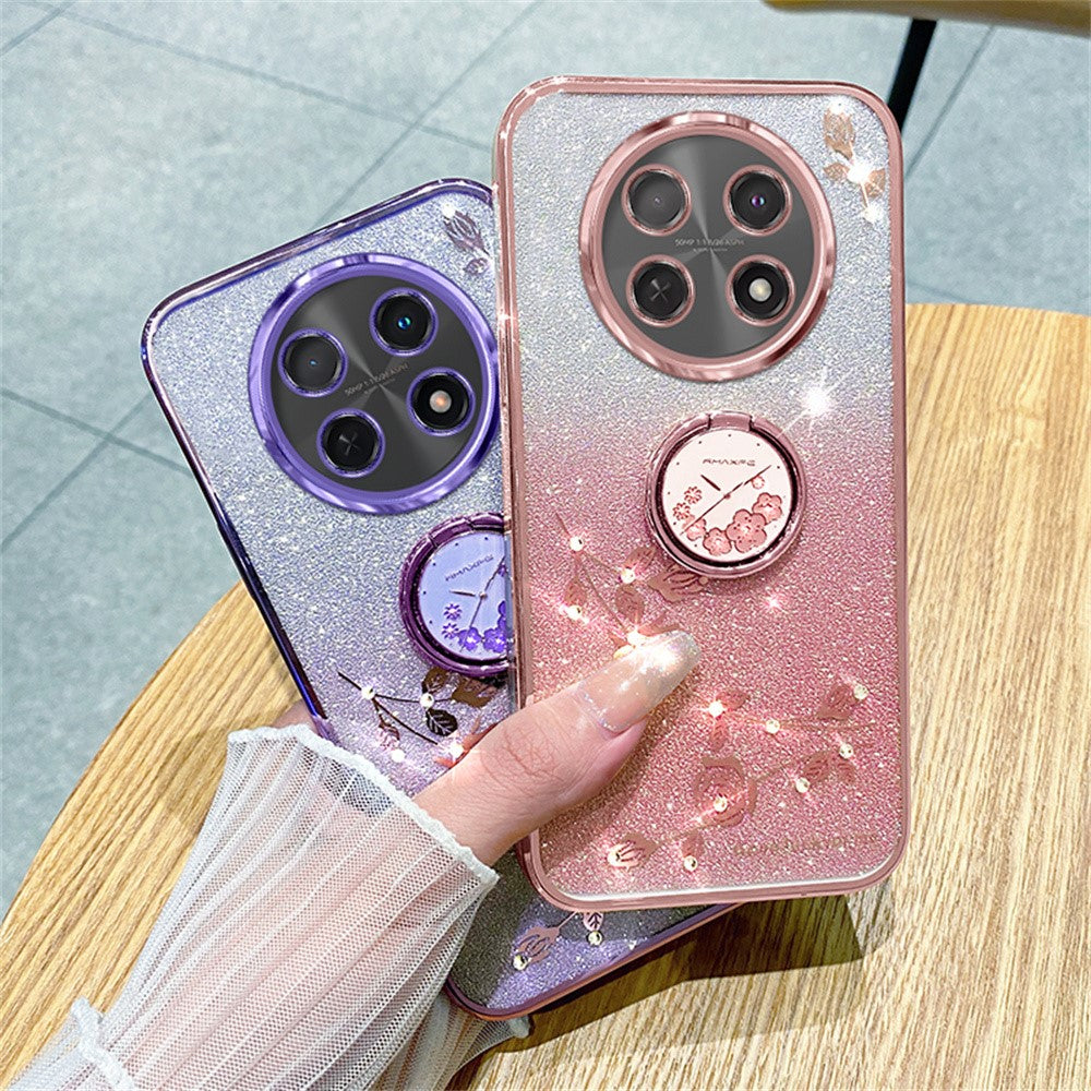 KADEM For Honor X60 Pro 5G / X9c 5G / Magic7 Lite 5G Case Ring Kickstand TPU Flowers Phone Cover Gradient Glitter