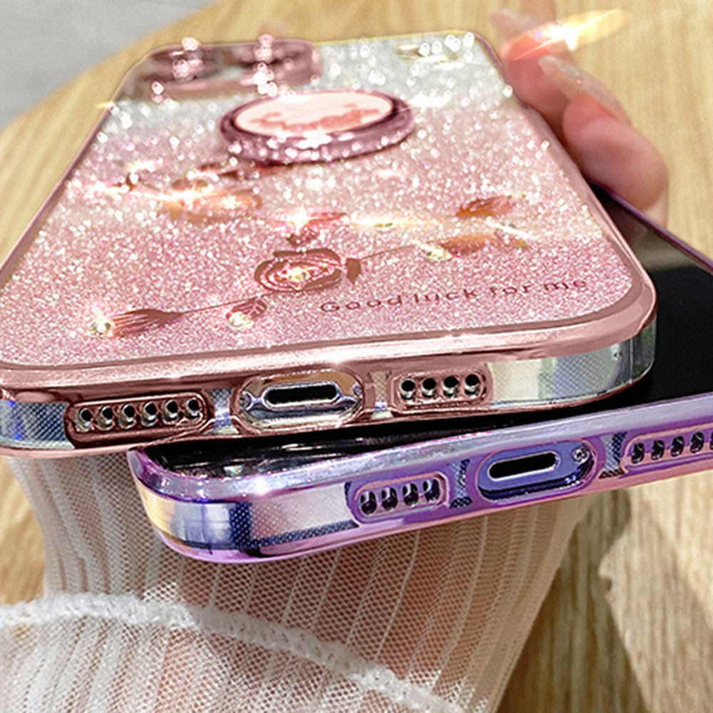 KADEM For Honor X60 Pro 5G / X9c 5G / Magic7 Lite 5G Case Ring Kickstand TPU Flowers Phone Cover Gradient Glitter