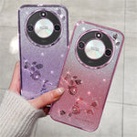 KADEM For Honor X60 5G Case Flower Pattern TPU Gradient Phone Cover with Lanyards
