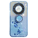 KADEM For Honor X60 5G Case Ring Kickstand TPU Flowers Phone Cover Gradient Glitter