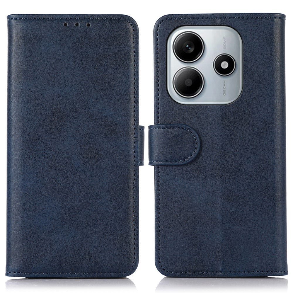 For Xiaomi Redmi Note 14 4G (163.25mm) Case Cowhide Texture Leather Wallet Phone Cover with Stand