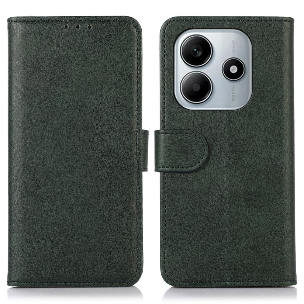 For Xiaomi Redmi Note 14 4G (163.25mm) Case Cowhide Texture Leather Wallet Phone Cover with Stand