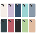For iPhone 13 mini 5.4 inch Rubberized TPU Protective Case Microfiber Lining Straight Edge Solid Color Phone Cover