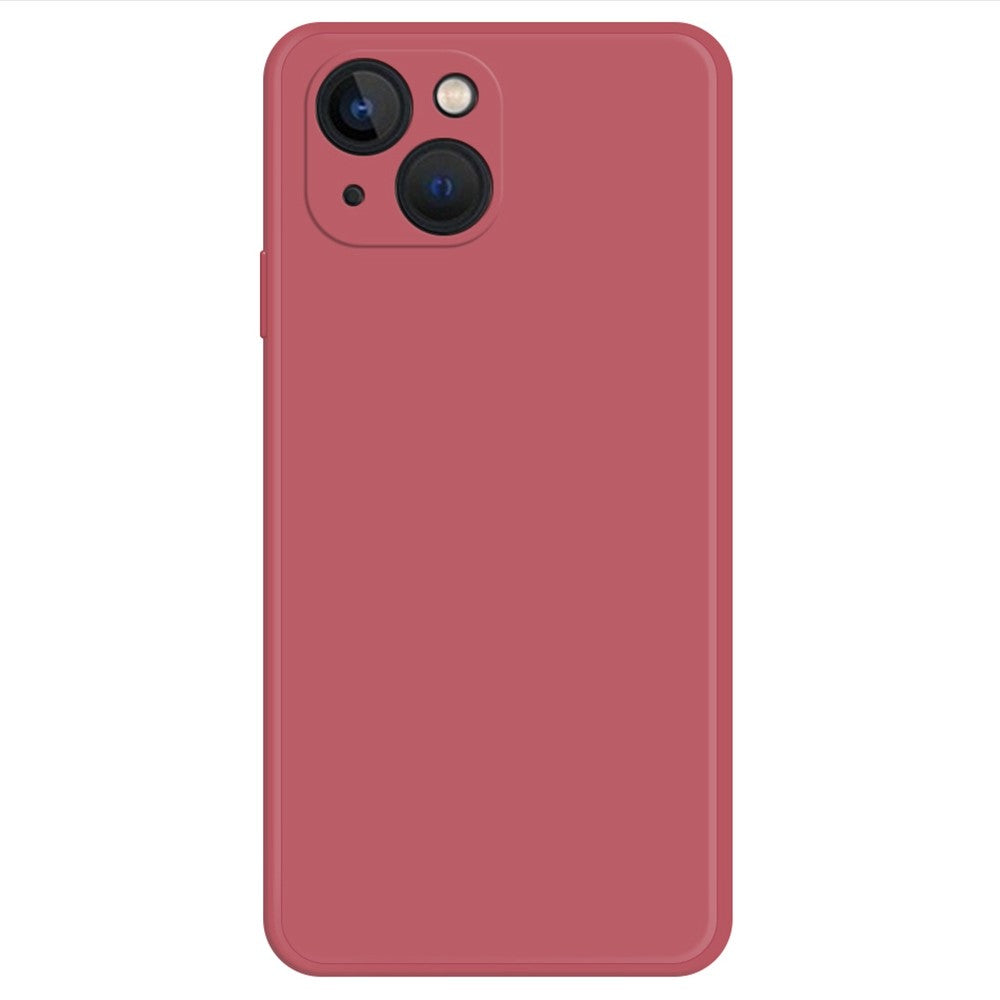 For iPhone 13 mini 5.4 inch Rubberized TPU Protective Case Microfiber Lining Straight Edge Solid Color Phone Cover