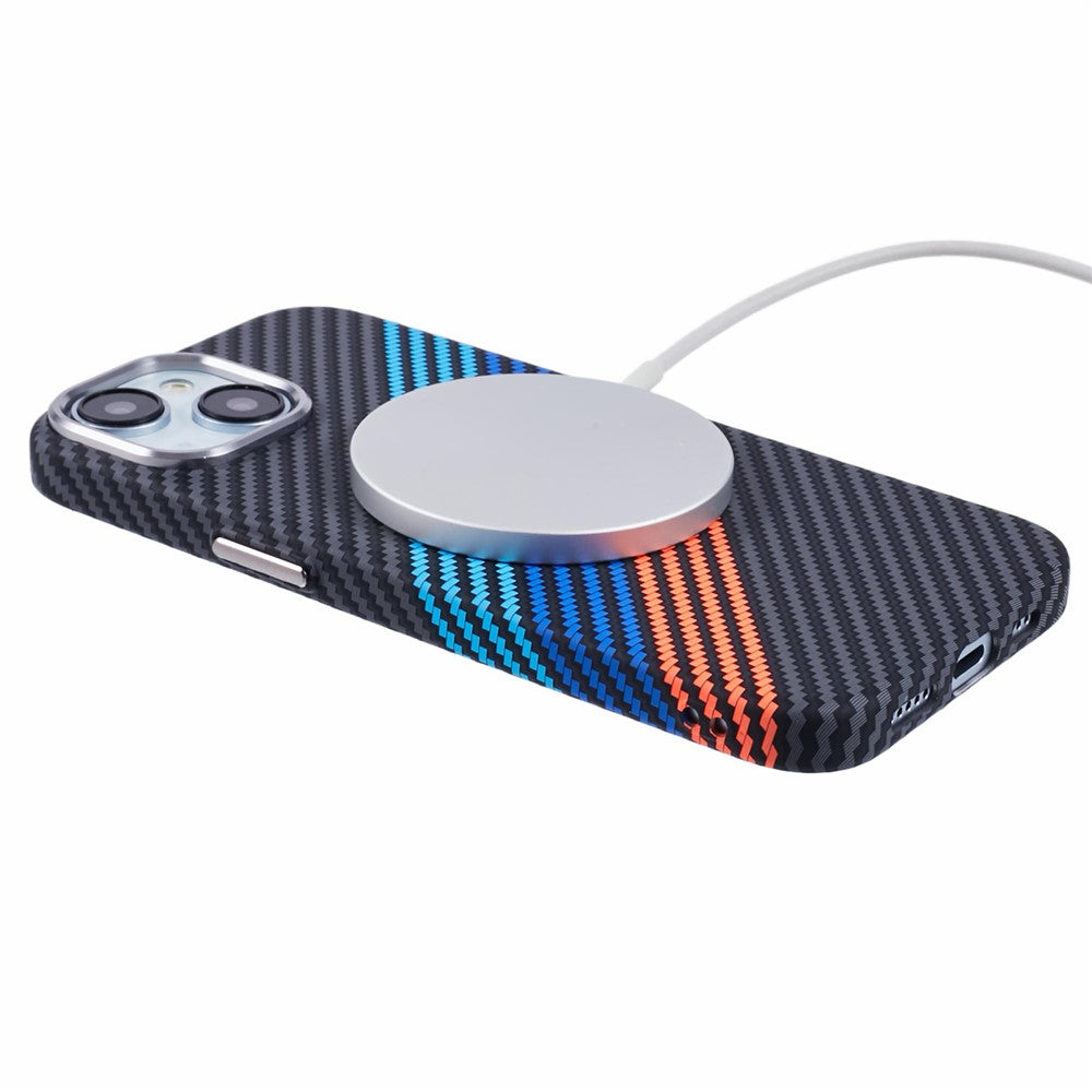 Til iPhone 14 Cover Kompatibel med MagSafe Kulfiber Tekstur Vand-Overføring PC Telefoncover