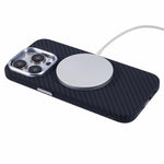 For iPhone 14 Pro Max Case Compatible with MagSafe Carbon Fiber Texture Water-Transfer PC Phone Cover