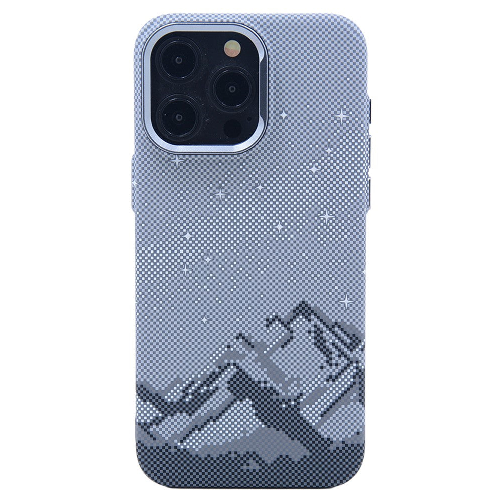 For iPhone 14 Pro Max Case Compatible with MagSafe Carbon Fiber Texture Water-Transfer PC Phone Cover