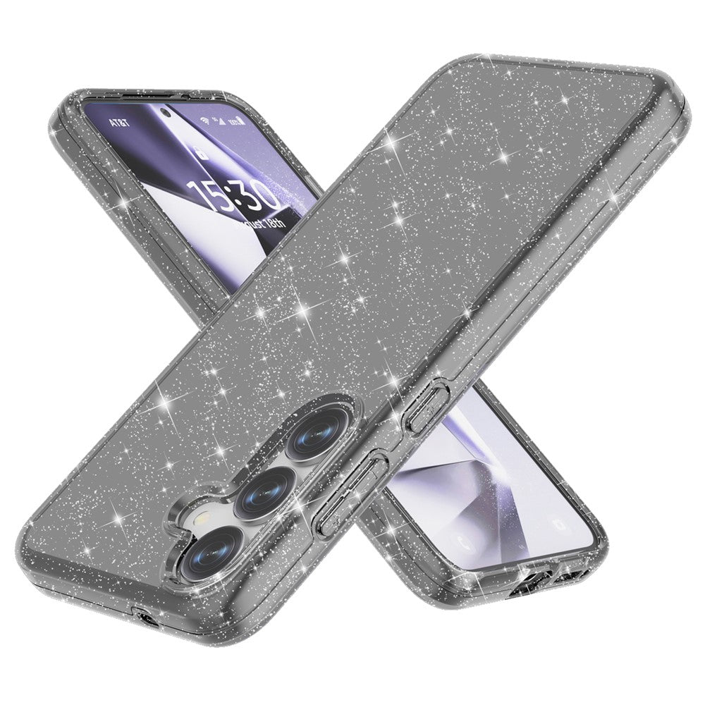 Skal till Samsung Galaxy S25, reptåligt PC+TPU, glittrigt mobilskal