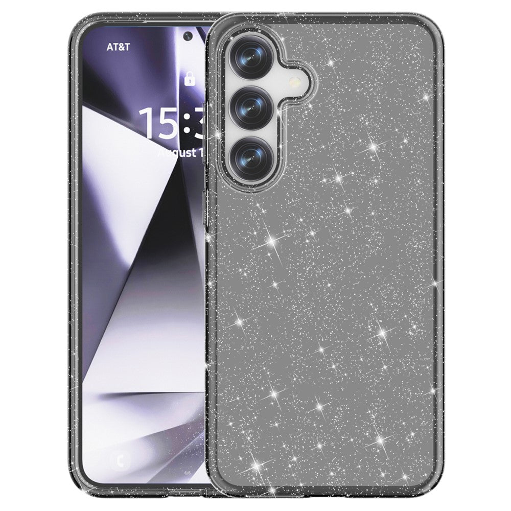 Skal till Samsung Galaxy S25, reptåligt PC+TPU, glittrigt mobilskal