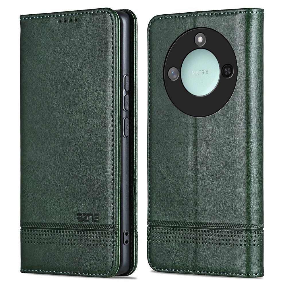 AZNS For Honor X60 5G Case Cowhide Texture PU Leather Wallet Phone Cover