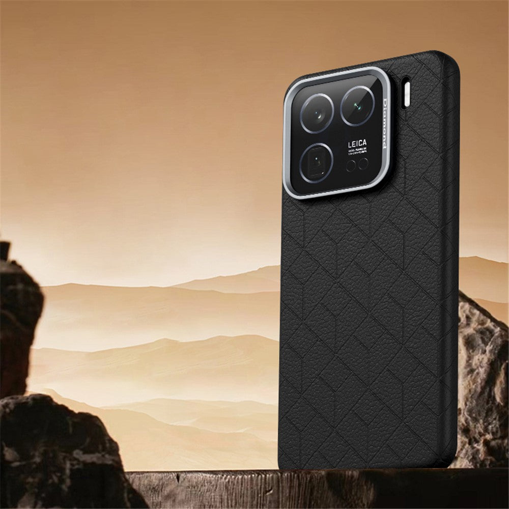 For Xiaomi 15 Magnetic Case Metal Lens Frame Y Pattern PC+PU Phone Cover