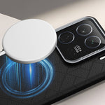 For Xiaomi 15 Magnetic Case Metal Lens Frame Y Pattern PC+PU Phone Cover