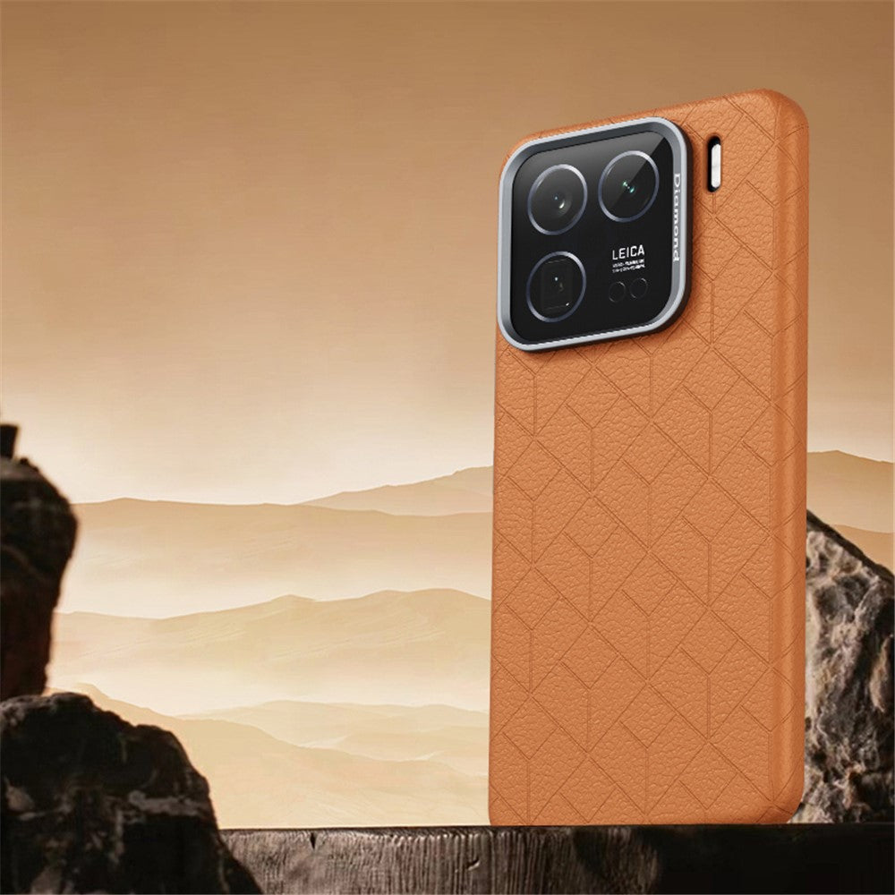 For Xiaomi 15 Magnetic Case Metal Lens Frame Y Pattern PC+PU Phone Cover