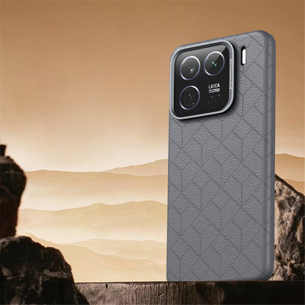 For Xiaomi 15 Magnetic Case Metal Lens Frame Y Pattern PC+PU Phone Cover
