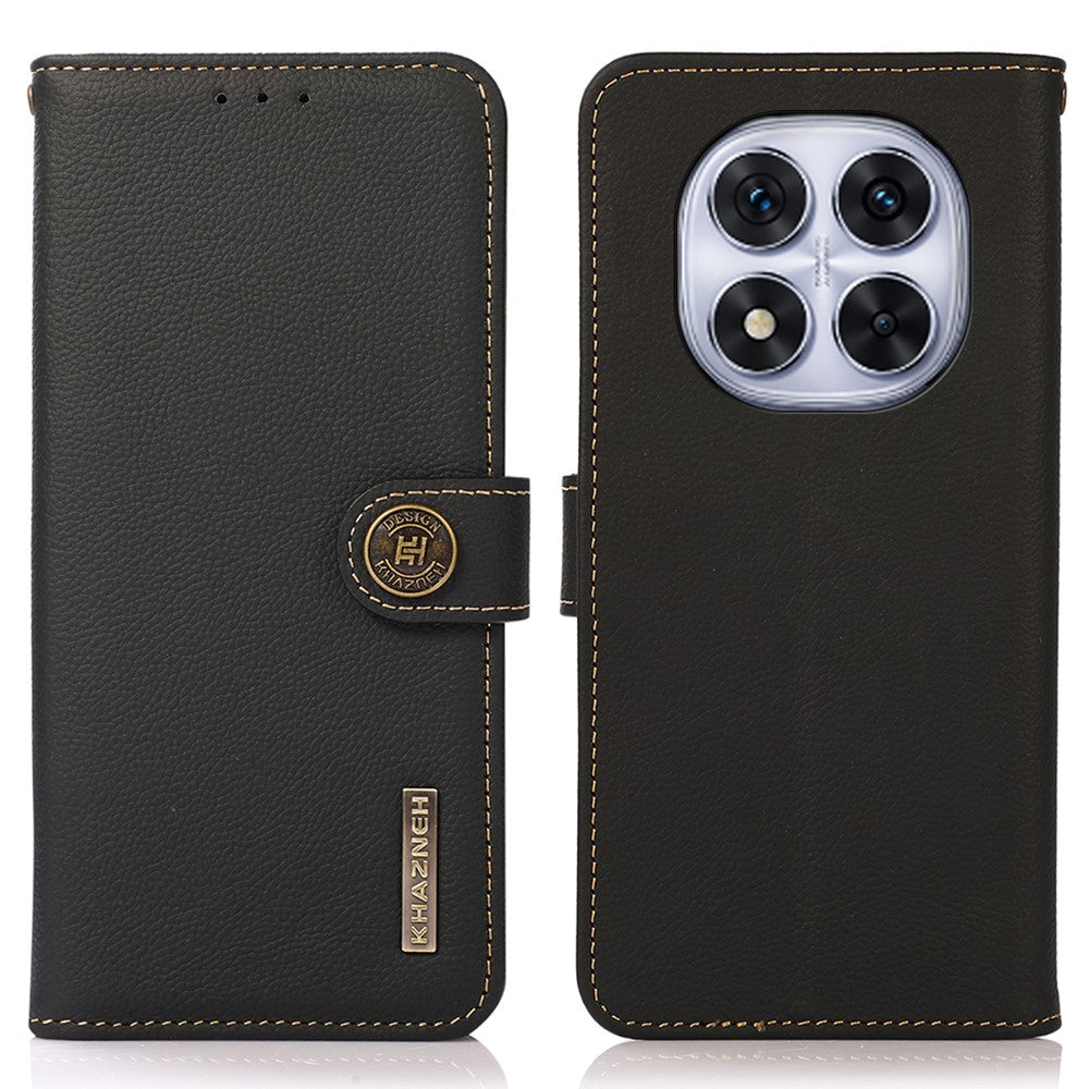 KHAZNEH For Xiaomi Redmi Note 14 Pro 4G Case Genuine Cow Leather RFID Blocking Wallet Phone Cover