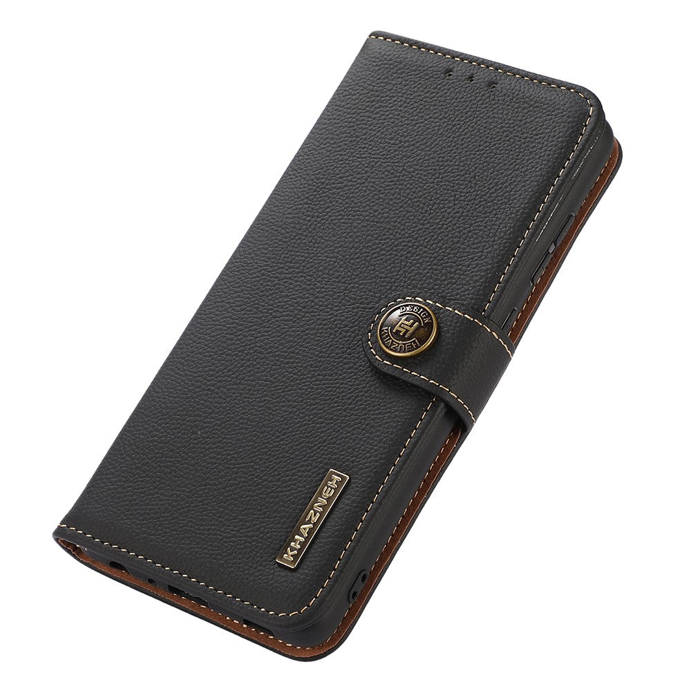 KHAZNEH For Xiaomi Redmi Note 14 Pro 4G Case Genuine Cow Leather RFID Blocking Wallet Phone Cover