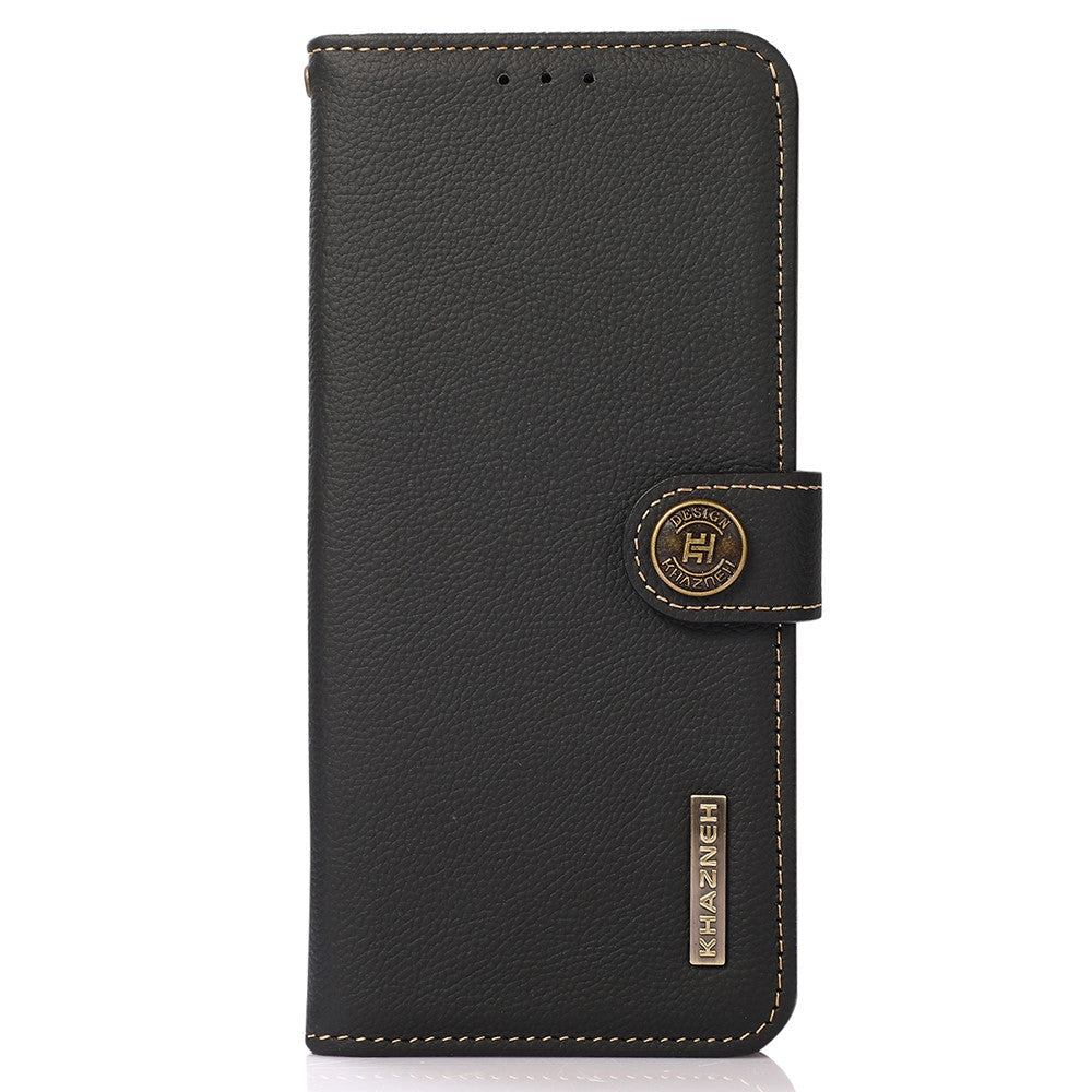 KHAZNEH For Xiaomi Redmi Note 14 Pro 4G Case Genuine Cow Leather RFID Blocking Wallet Phone Cover